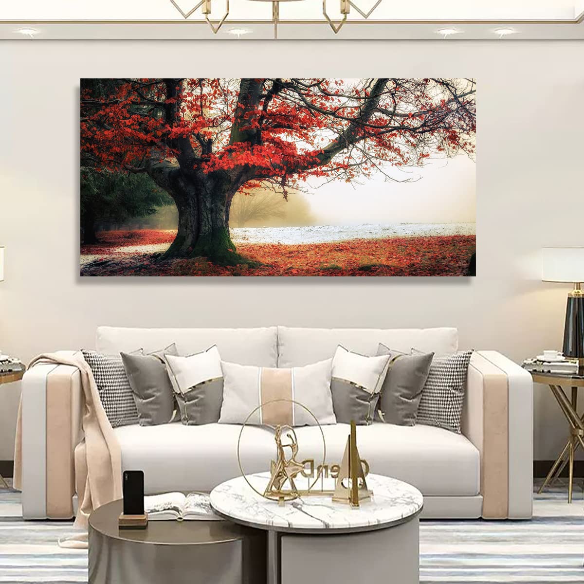 Tree of Life Wall Art Canvas Prints Natural Landscape Pictures Home Decor Colorful Forest Paintings for Living Room Bathroom Bedroom Kitchen Decorations 20x40 Wooden Framed Artwork Easy Hanging