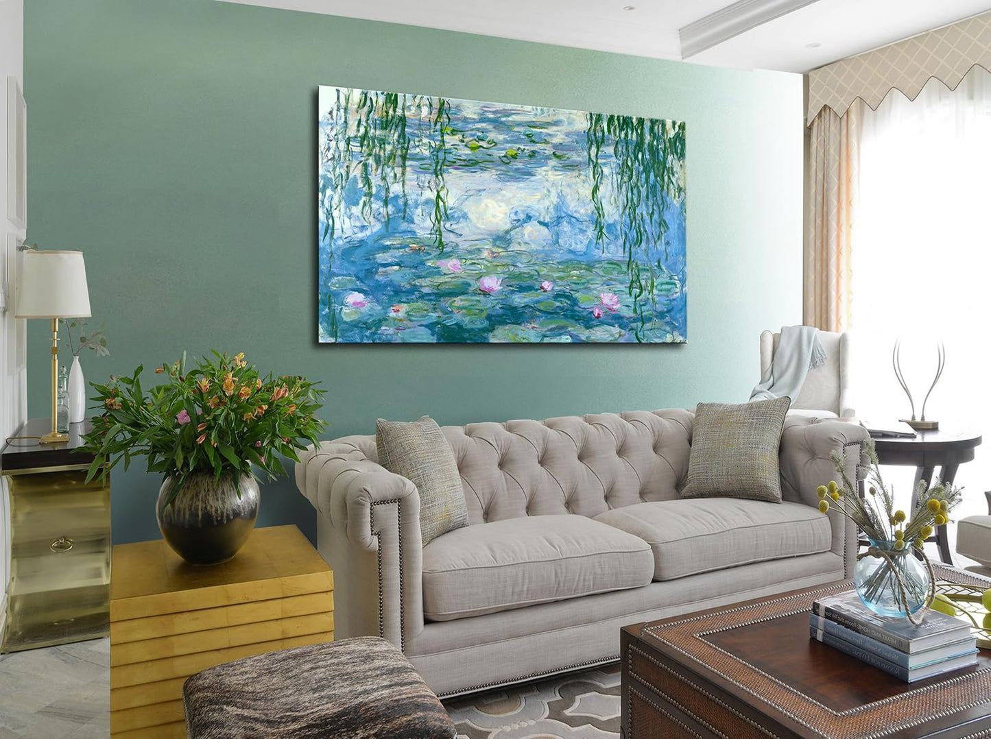 dgbtcart Large Water Lilies by Claude Monet Canvas Wall Art Classic Artwork Painting Print for Living Room Bedroom Office Wall Decor-24 x36