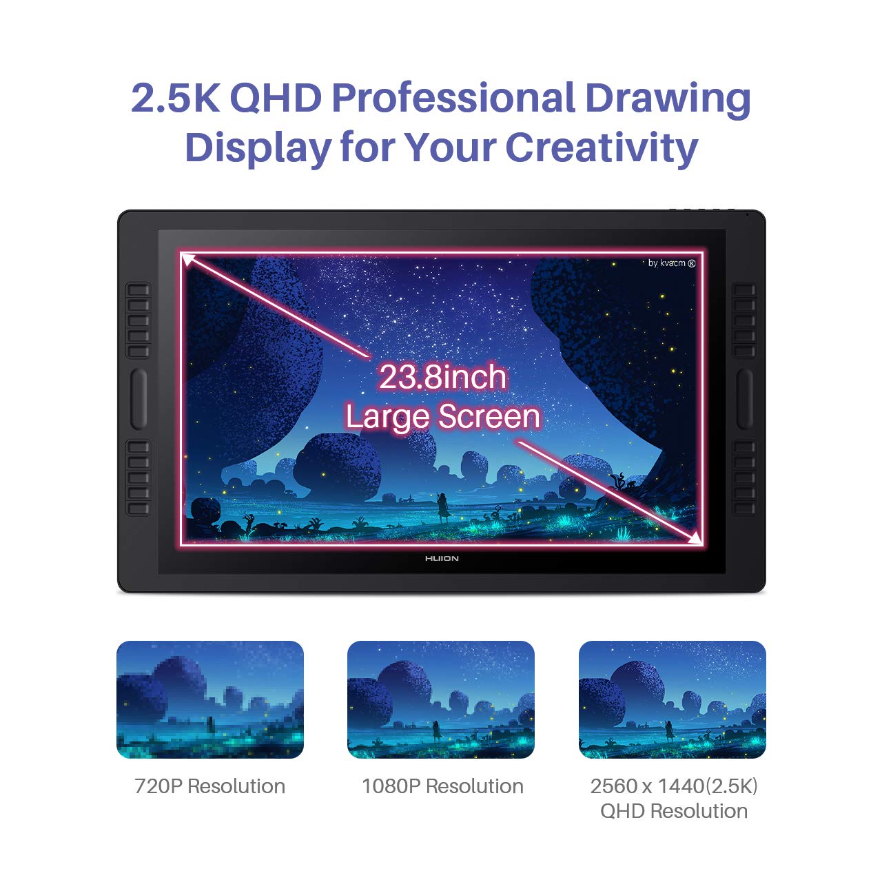 HUION KAMVAS Pro 16 Graphics Drawing Tablet with Screen Full-Laminated Graphics Monitor with Battery-Free Stylus Tilt 8192 Pen Pressure 6 Hot Keys Touch Bar - 15.6inch Graphic Tablet for PC/MAC/Linux