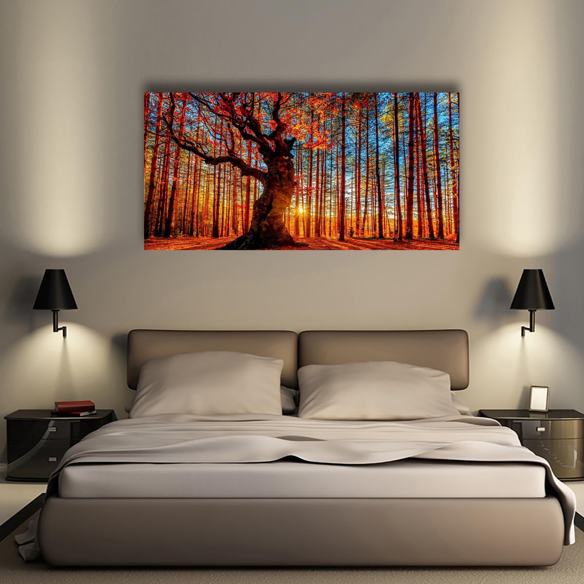 Tree of Life Wall Art Canvas Prints Natural Landscape Pictures Home Decor Colorful Forest Paintings for Living Room Bathroom Bedroom Kitchen Decorations 20x40 Wooden Framed Artwork Easy Hanging