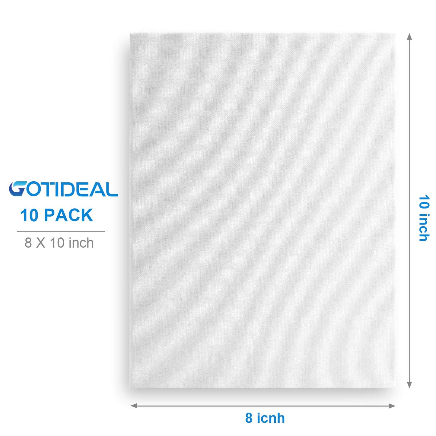 GOTIDEAL Stretched Canvas, Multi Pack 4x4, 5x7, 8x10,9x12, 11x14 Set of 10, Primed White - 100% Cotton Artist Canvas Boards for Painting, Acrylic Pouring, Oil Paint Dry & Wet Art Media