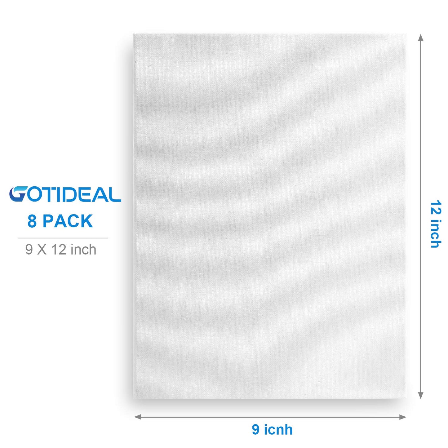 GOTIDEAL Stretched Canvas, Multi Pack 4x4, 5x7, 8x10,9x12, 11x14 Set of 10, Primed White - 100% Cotton Artist Canvas Boards for Painting, Acrylic Pouring, Oil Paint Dry & Wet Art Media