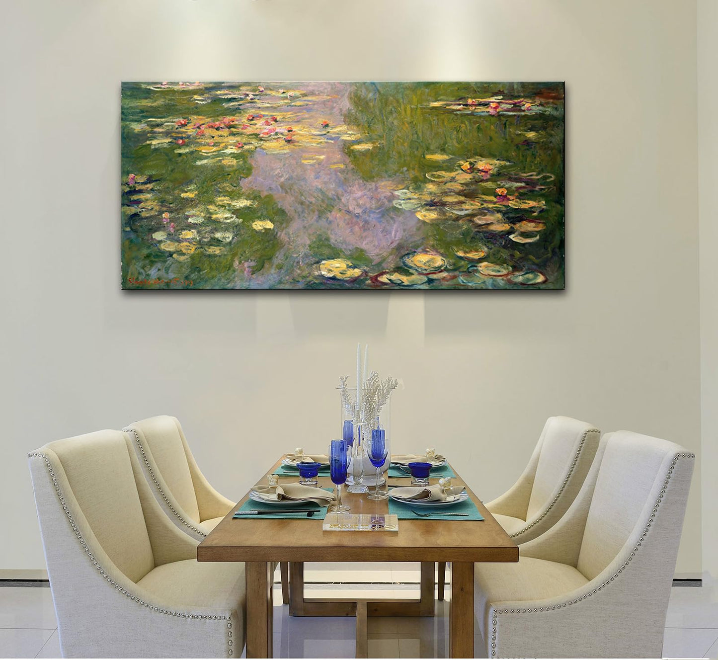 dgbtcart Large Water Lilies by Claude Monet Canvas Wall Art Classic Artwork Painting Print for Living Room Bedroom Office Wall Decor-24 x36