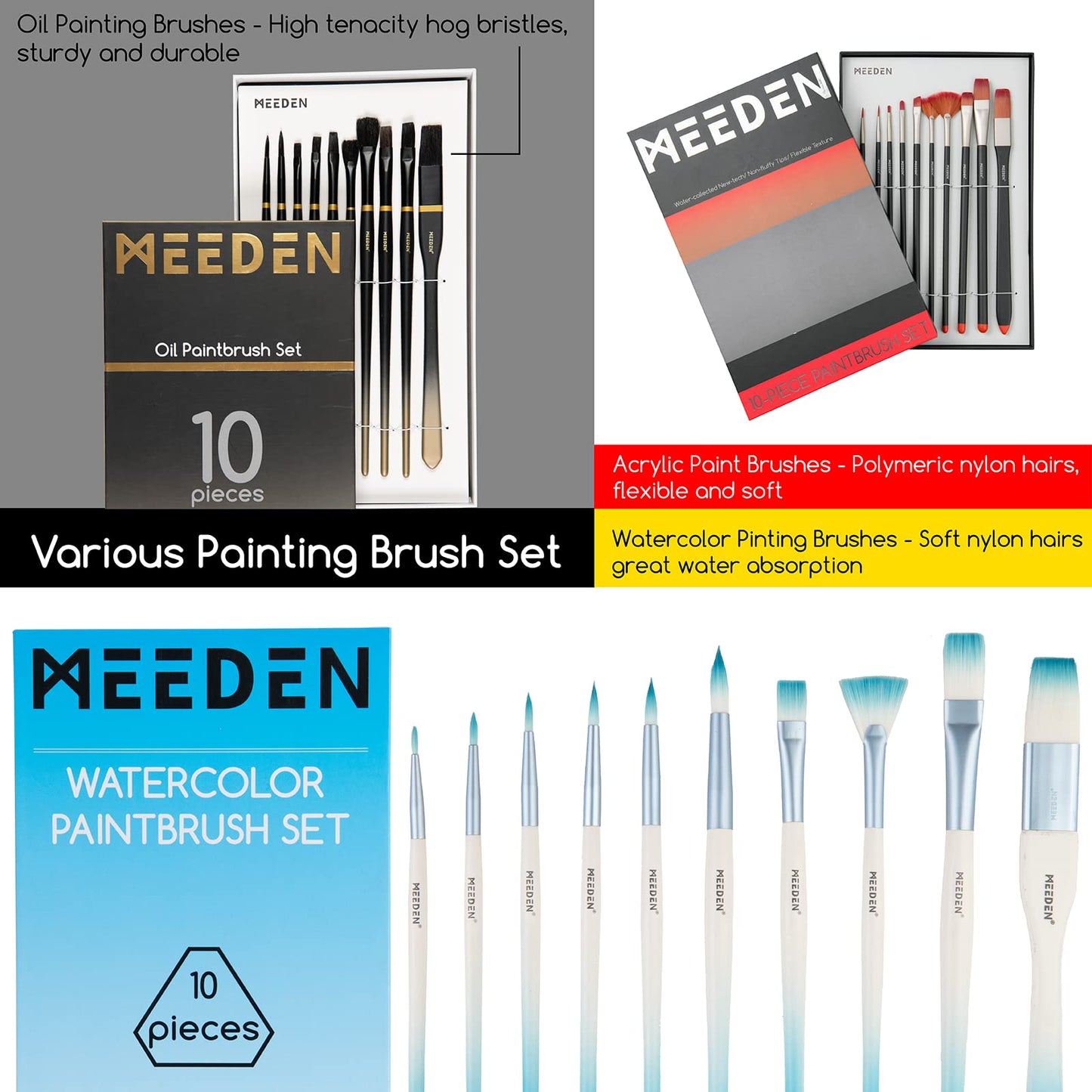 MEEDEN Painting Set with Easels and Paints: 151pcs Art Supplies with Acrylic Oil Watercolor Gouache Paints - Canvas Painting Kit for Artists from Beginning to Professional