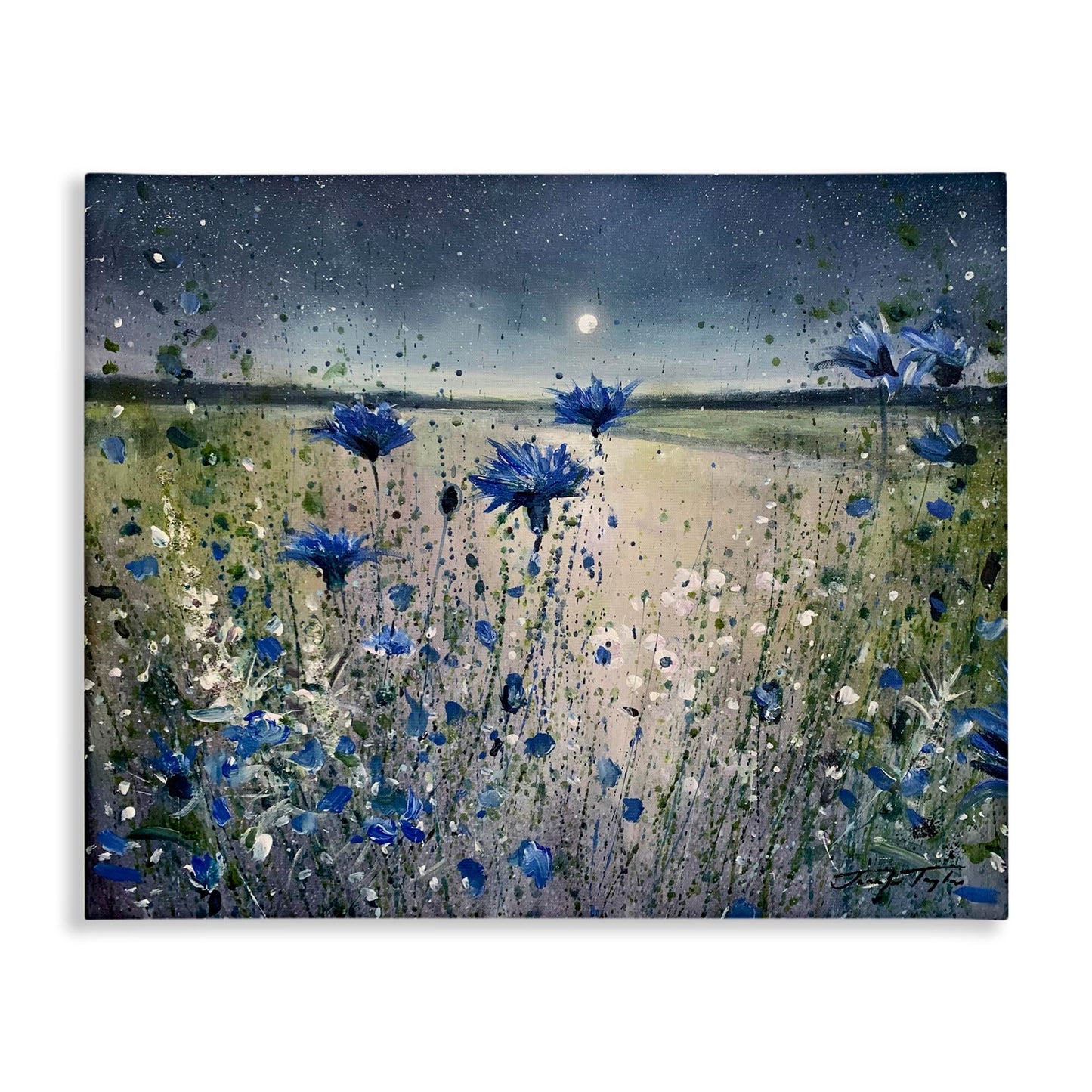 Stupell Industries Blooming Blue Flowers Night Moon Canvas Wall Art, Design by Jennifer Taylor Art