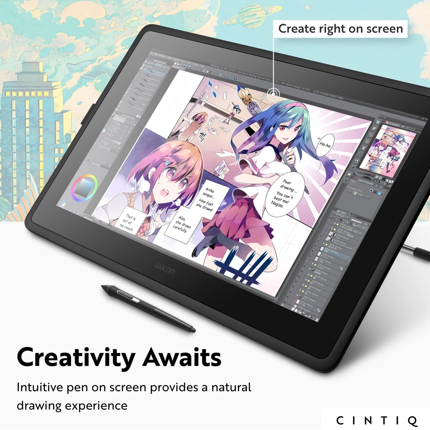 Wacom Cintiq 16 Drawing Tablet with Screen, 15.4" Full HD LCD Display Graphic Arts Tablet Includes Pro Pen 2 w/ Tilt Response, Graphic Design Animation Tablet for Mac, PC