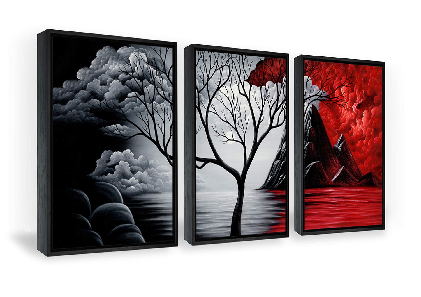 Wieco Art The Cloud Tree 3 Panels Modern Canvas Wall Art Prints Artwork Abstract Seascape Paintings Reproduction Sea Beach Pictures on Canvas for Home Decorations Wall Decor