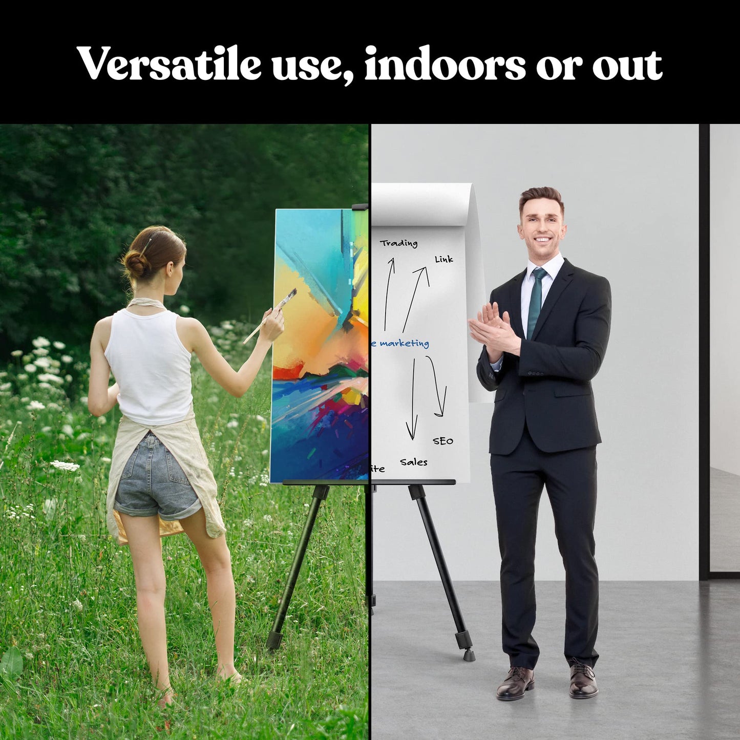 Portable Artist Easel Stand for Painting - Adjustable Height Painting Easel with Bag - Tabletop Art Easel for Painting Canvas Stand, Poster Stand & Wedding Signs Stand - Metal Tripod- 66 inches 2 Pack