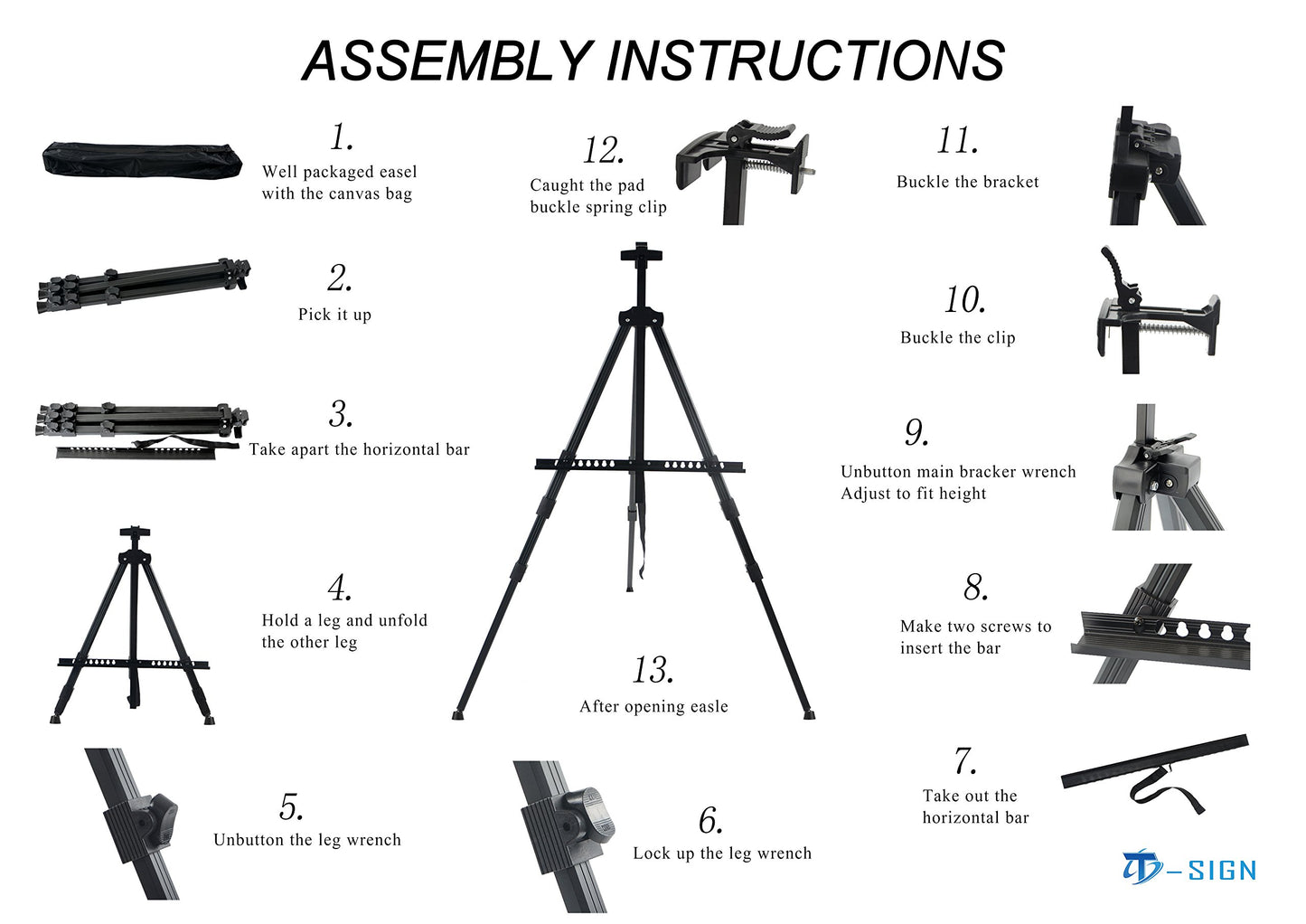 Portable Artist Easel Stand for Painting - Adjustable Height Painting Easel with Bag - Tabletop Art Easel for Painting Canvas Stand, Poster Stand & Wedding Signs Stand - Metal Tripod- 66 inches 2 Pack