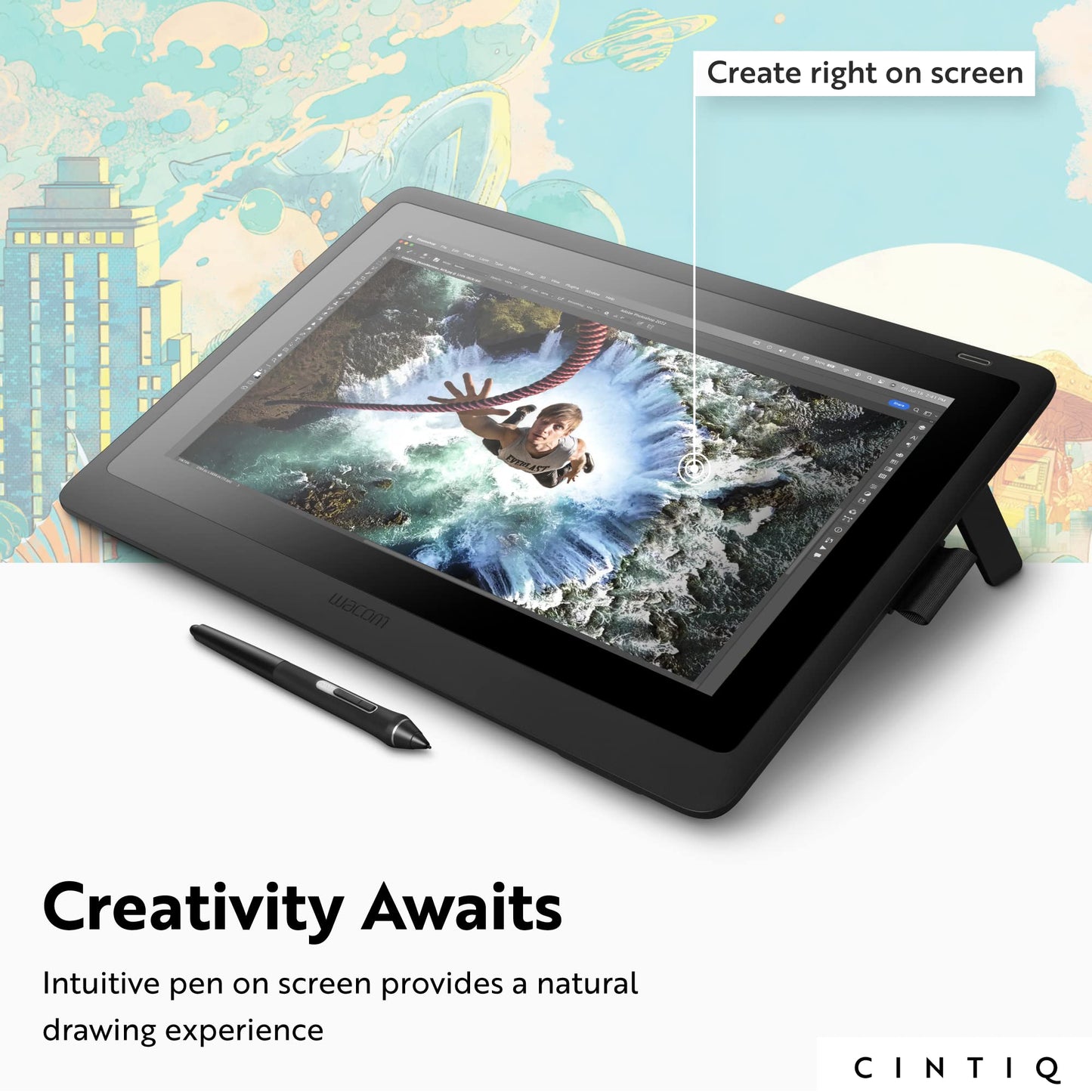 Wacom Cintiq 16 Drawing Tablet with Screen, 15.4" Full HD LCD Display Graphic Arts Tablet Includes Pro Pen 2 w/ Tilt Response, Graphic Design Animation Tablet for Mac, PC