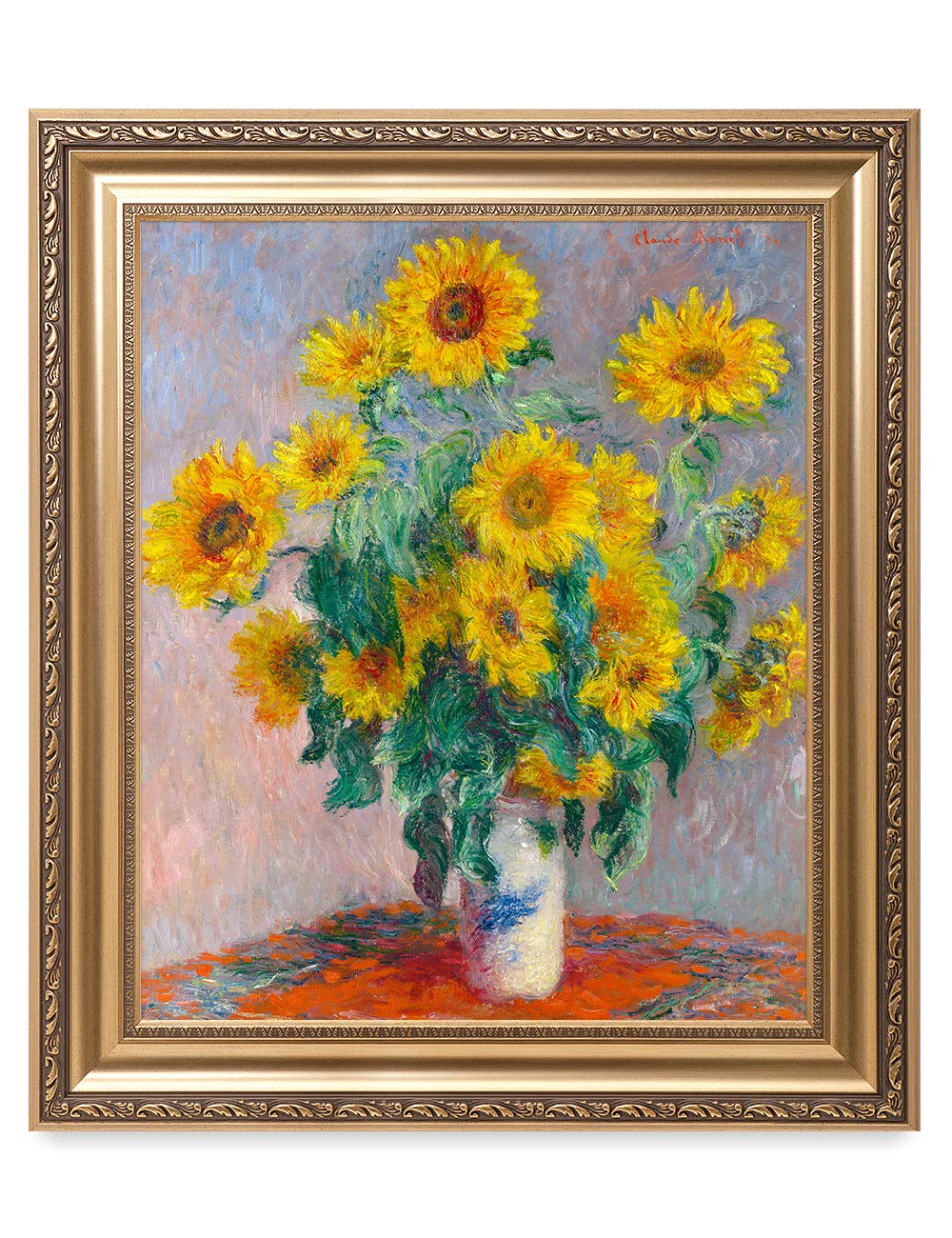 DECORARTS - Bouquet of Sunflowers Claude Monet Art Reproduction. Giclee Print& Museum Quality Framed Art for Wall Decor. Framed size: 26x22