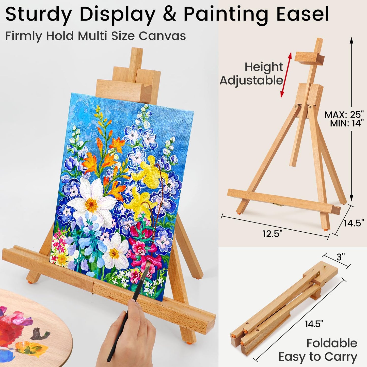 ARTALLY Acrylic Paint Set for Adults & Kids, 62 Pcs Canvas Painting Kits, 32 Colors Acrylic Paint (22ML),Table Easel,Brushes,Canvas, Art Painting Supplies Kit for Students,Artists,Beginners