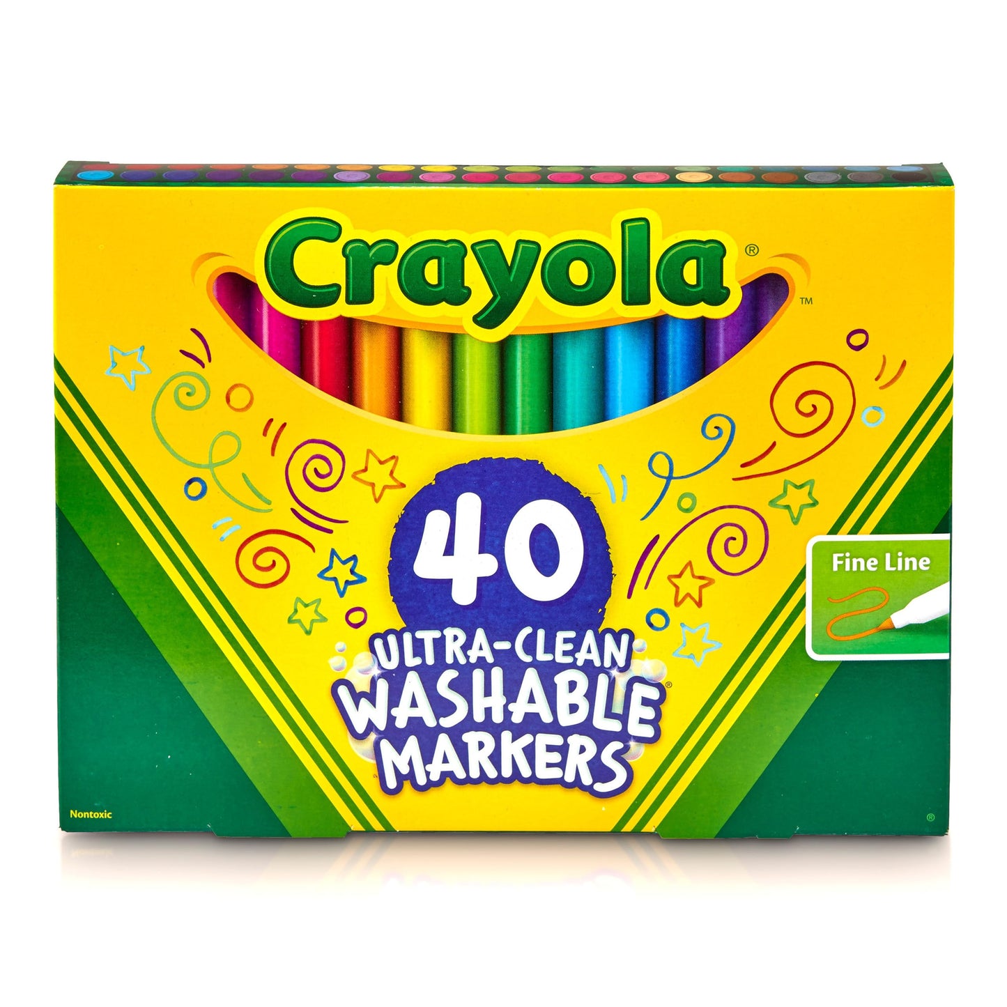 Crayola Ultra Clean Fine Line Washable Markers (40ct), Colored Markers for Kids, Fine Tip, Arts Supplies, Gifts & Stocking Stuffers, 3+