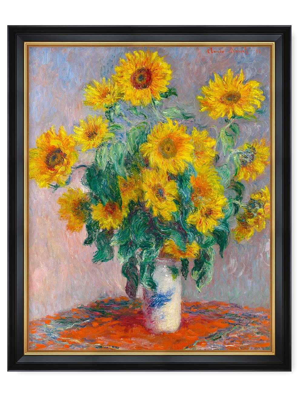 DECORARTS - Bouquet of Sunflowers Claude Monet Art Reproduction. Giclee Print& Museum Quality Framed Art for Wall Decor. Framed size: 26x22