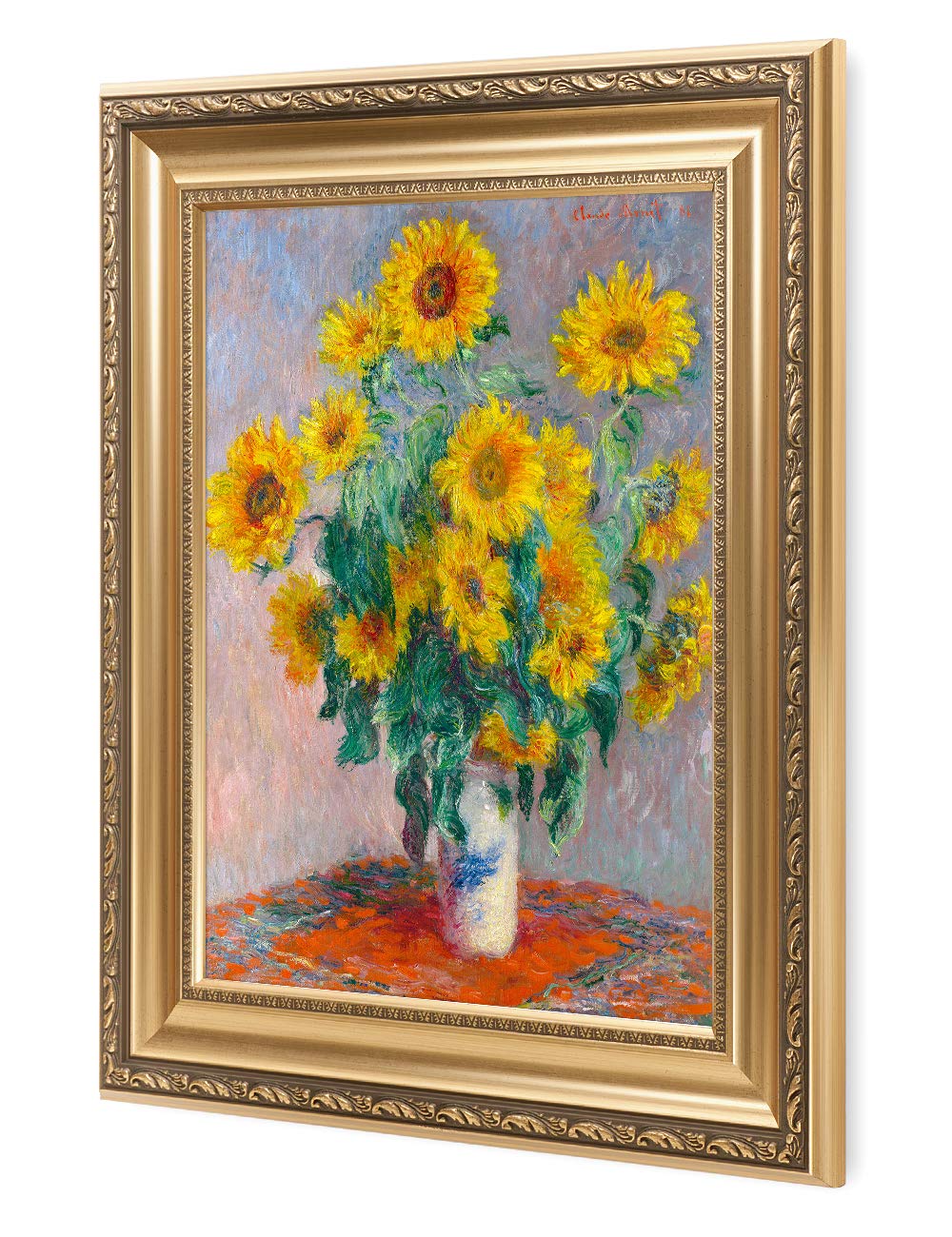 DECORARTS - Bouquet of Sunflowers Claude Monet Art Reproduction. Giclee Print& Museum Quality Framed Art for Wall Decor. Framed size: 26x22