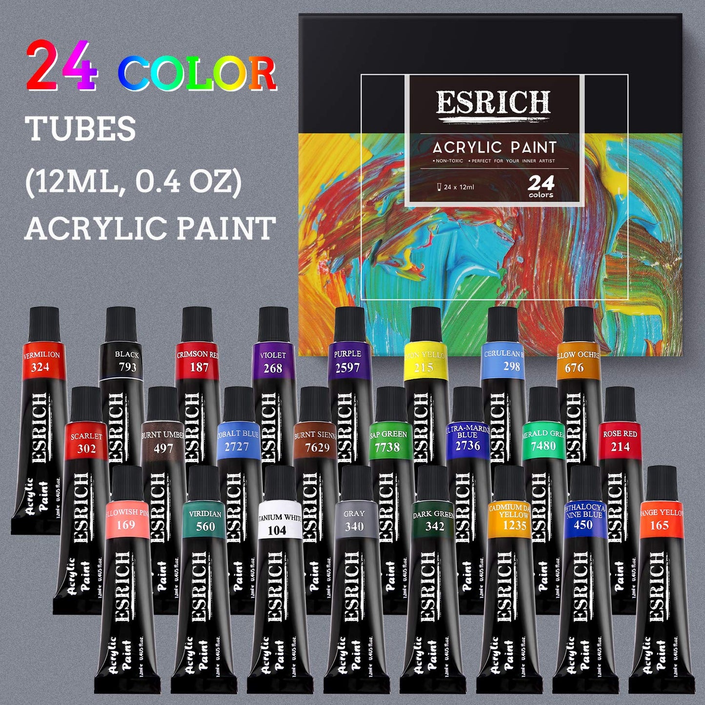 60PCS Acrylic Paint Set with Brushes, Canvases, Palette for Adults, Hobbyists, Beginners