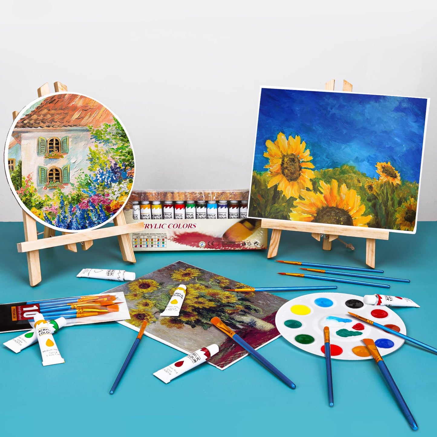 166 Pcs Deluxe Artist Painting Set, Painting Supplies with 96 Paint(Oil, Watercolor，Gouache & Acrylic Paint)Metal and Wooden Easels, Canvas, Paper Pads, 45 Paintbrushes etc. for Adults, Kids, Artists