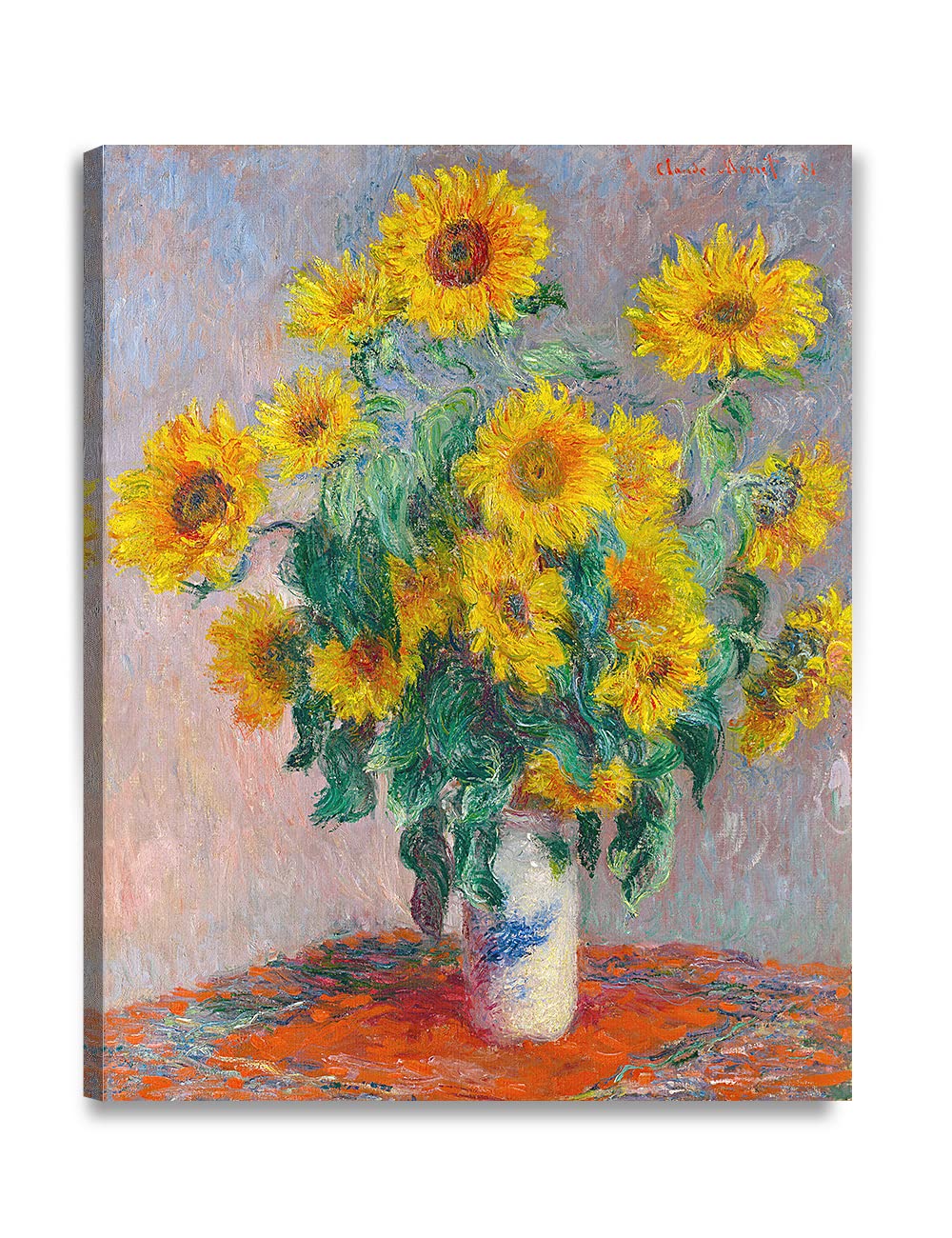 DECORARTS - Bouquet of Sunflowers Claude Monet Art Reproduction. Giclee Print& Museum Quality Framed Art for Wall Decor. Framed size: 26x22