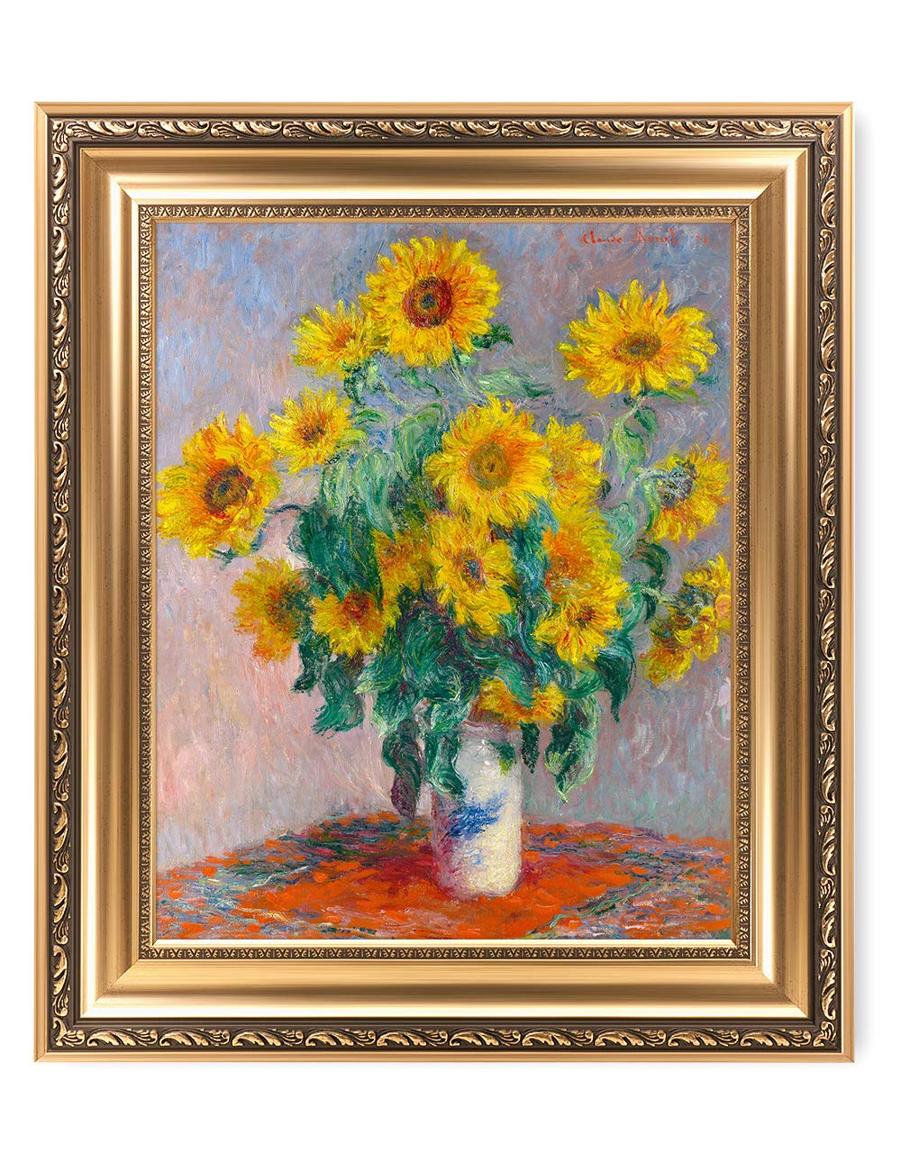 DECORARTS - Bouquet of Sunflowers Claude Monet Art Reproduction. Giclee Print& Museum Quality Framed Art for Wall Decor. Framed size: 26x22