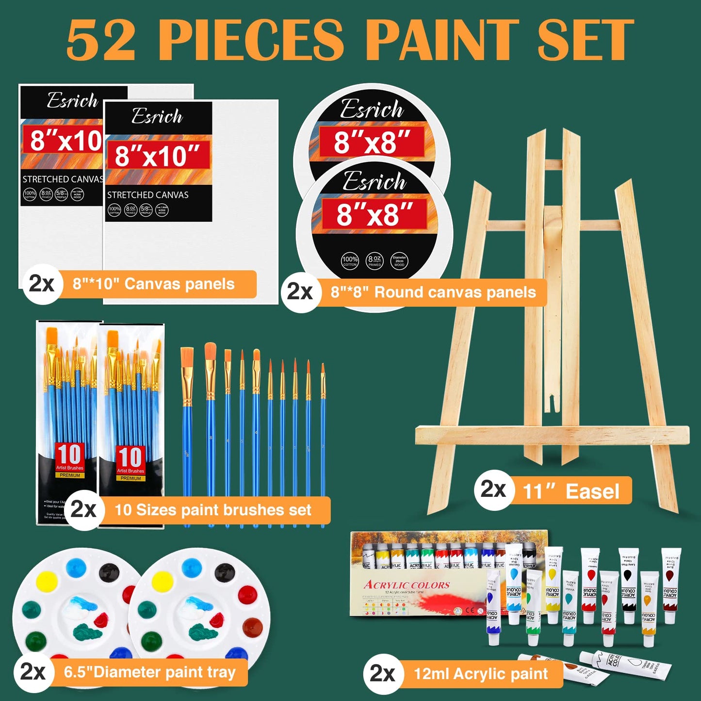 166 Pcs Deluxe Artist Painting Set, Painting Supplies with 96 Paint(Oil, Watercolor，Gouache & Acrylic Paint)Metal and Wooden Easels, Canvas, Paper Pads, 45 Paintbrushes etc. for Adults, Kids, Artists