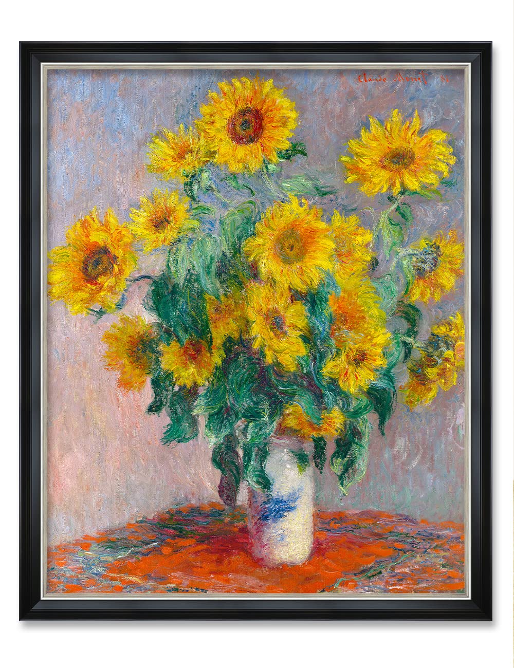 DECORARTS - Bouquet of Sunflowers Claude Monet Art Reproduction. Giclee Print& Museum Quality Framed Art for Wall Decor. Framed size: 26x22