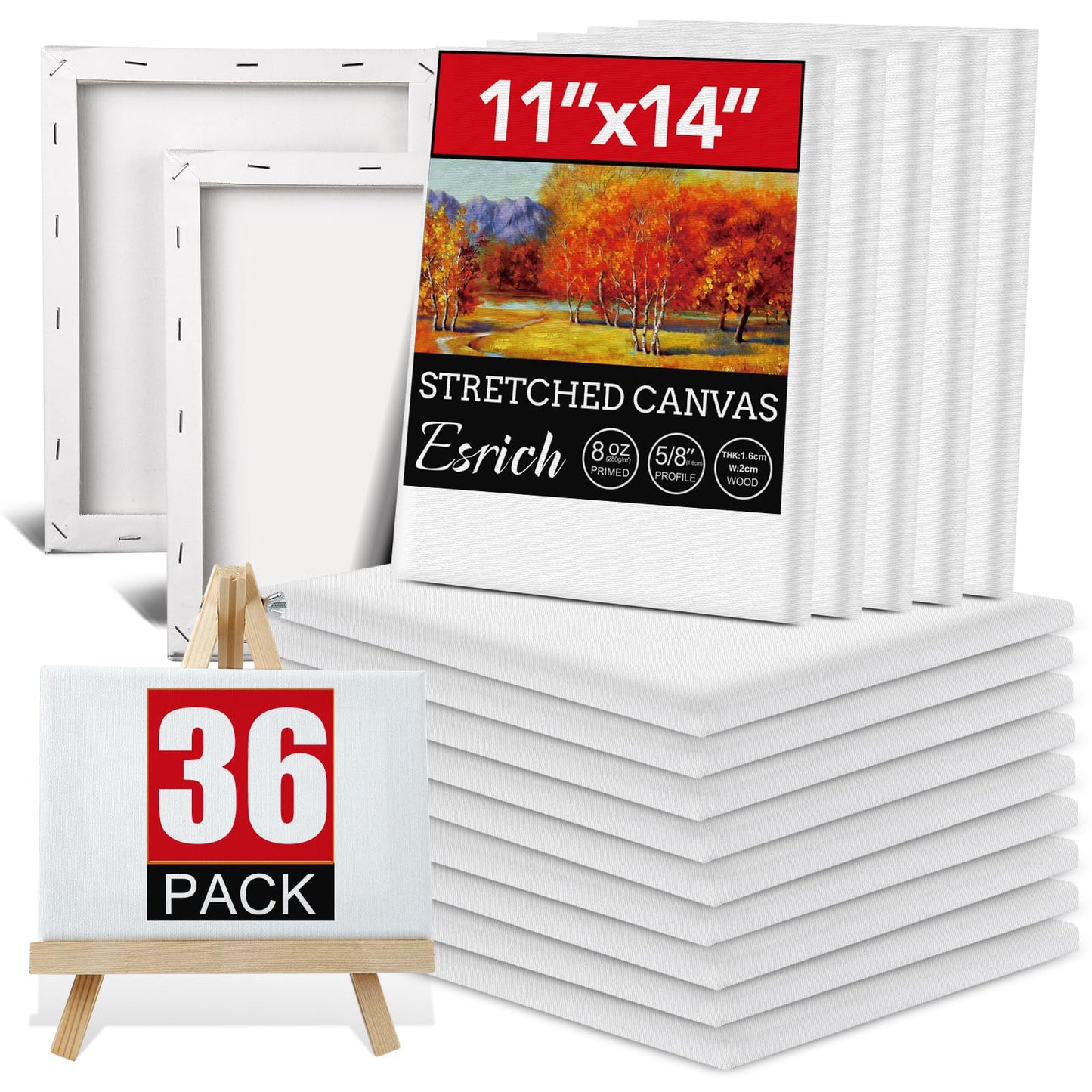 30 Pack Canvases for Painting with 4x4, 5x7, 8x10, 9x12, 11x14, 12x16, Painting Canvas for Oil & Acrylic Paint