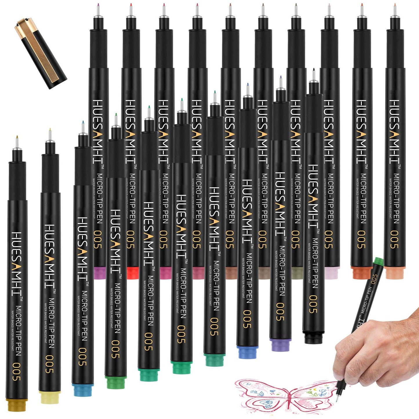 005 Micro Pen 23 Colors and 3 Black 0.20mm Fine Tip Waterproof Ink FineLiner Pens for Art Illustration Sketching, Anime Bullet Journal and Technical Drawing