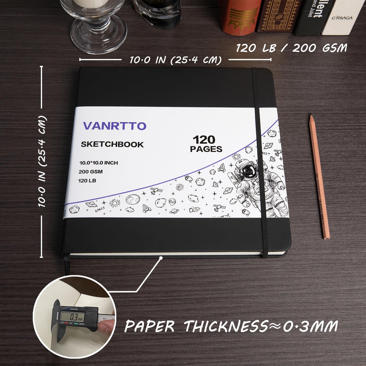 Hardcover Square Sketch Book, 120lb/200GSM Sketchbook Thick Drawing Paper for Marker Watercolor Pencil Mixed Media, Premium Drawing Notebook, Art Journal, 60 Sheets/120 Pages 8x8 Inch Sketch Pad