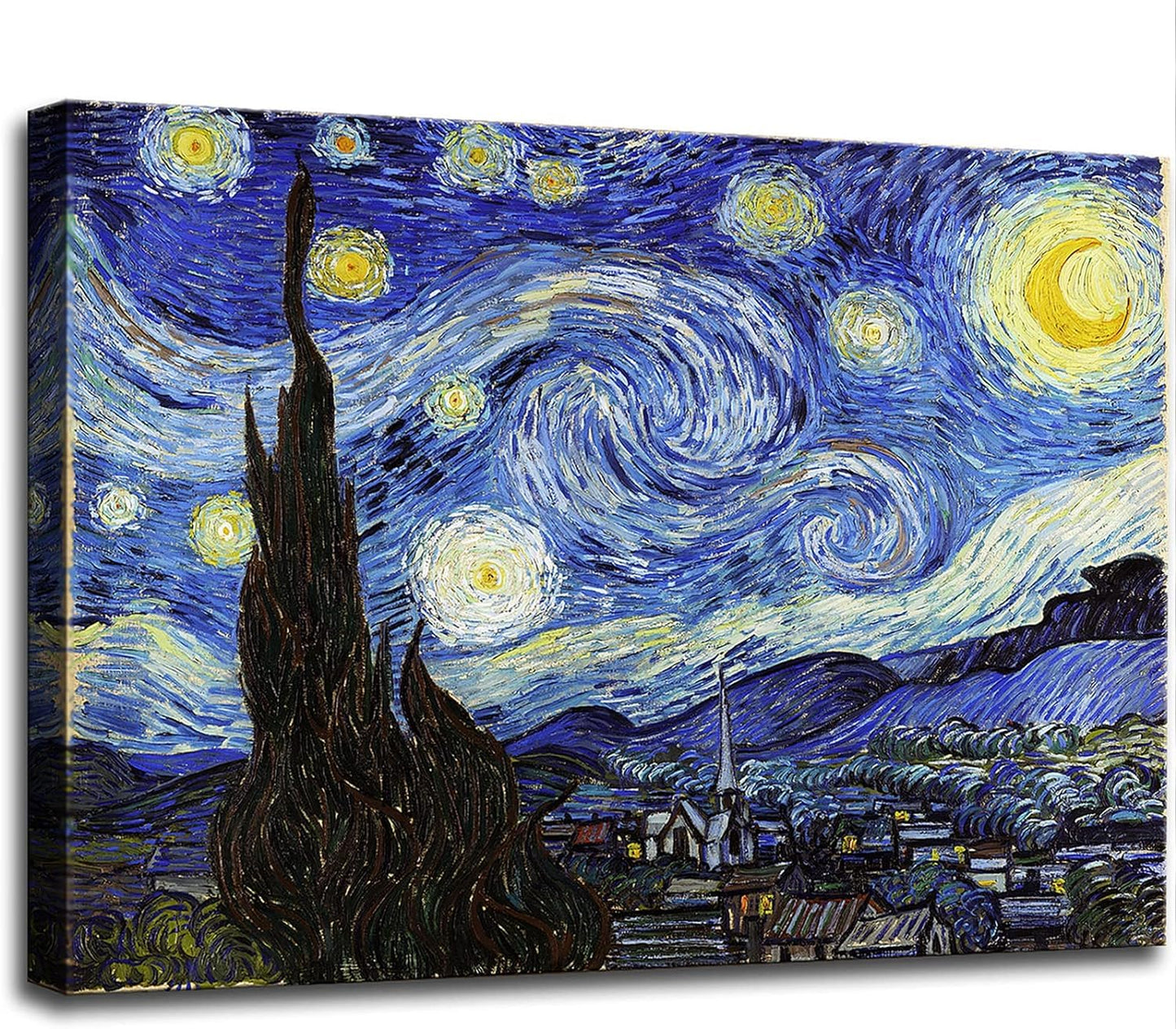 Vincent Van Gogh Canvas Wall Art Paintings, Famous Starry Night Picture Prints for Decor Classic Cafe Terrace At Night Artwork Reproduction Poster for Bedroom Living Room Office Decoration 12"x16"x3 Piece