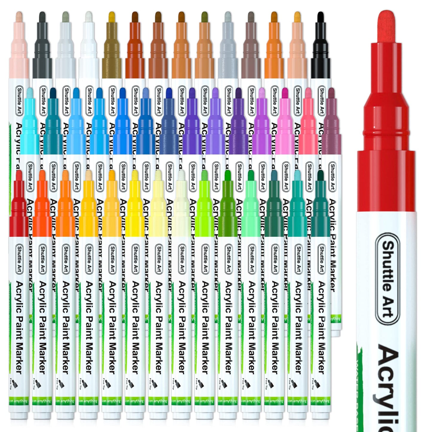 Shuttle Art Automatic Ink Control Acrylic Paint Markers, 60 Colors Brush Tip Acrylic Paint Pens for Rock Painting, Ceramic, Wood, Canvas, Glass, Stone, Fabric, Card Making, DIY & Art Supplies