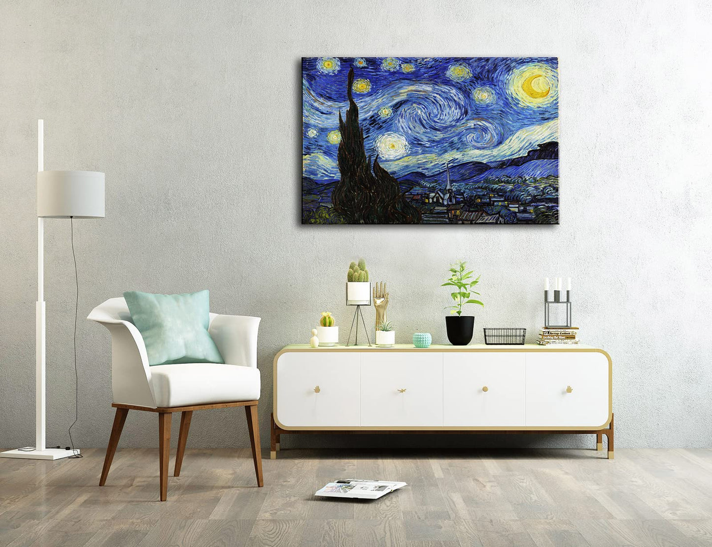 Vincent Van Gogh Canvas Wall Art Paintings, Famous Starry Night Picture Prints for Decor Classic Cafe Terrace At Night Artwork Reproduction Poster for Bedroom Living Room Office Decoration 12"x16"x3 Piece