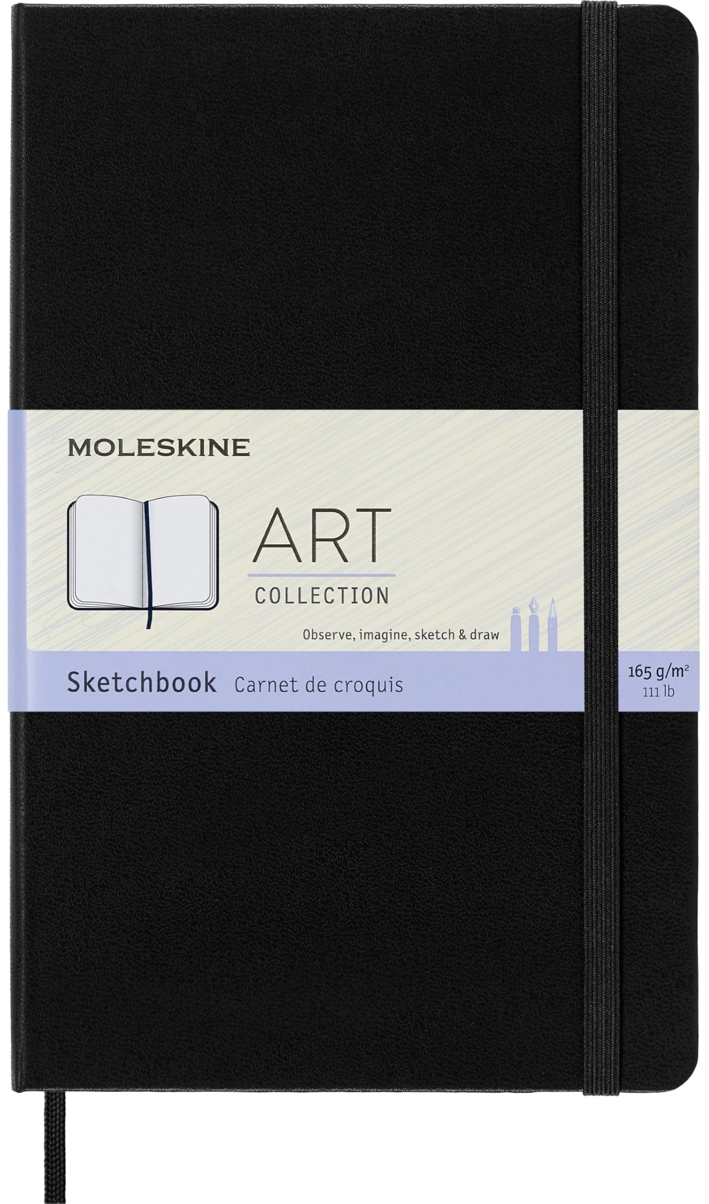 Moleskine Art Sketchbook, Hard Cover, Large (5" x 8.25") Plain/Blank, Black, 104 Pages