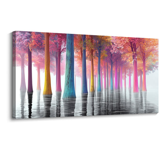 JEAWA Canvas Wall Art Decor - Dreamlike Landscape Wall Art for Bedroom Living Room Bathroom, Modern Artwork Decor for Home Decoration, Colorful Trees, 20x40 IN