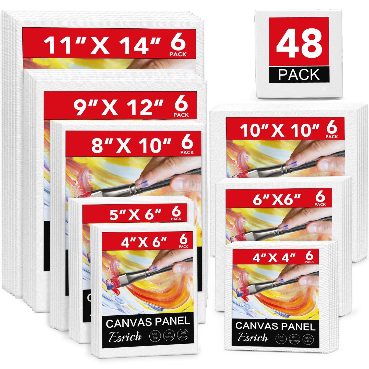 30 Pack Canvases for Painting with 4x4, 5x7, 8x10, 9x12, 11x14, 12x16, Painting Canvas for Oil & Acrylic Paint