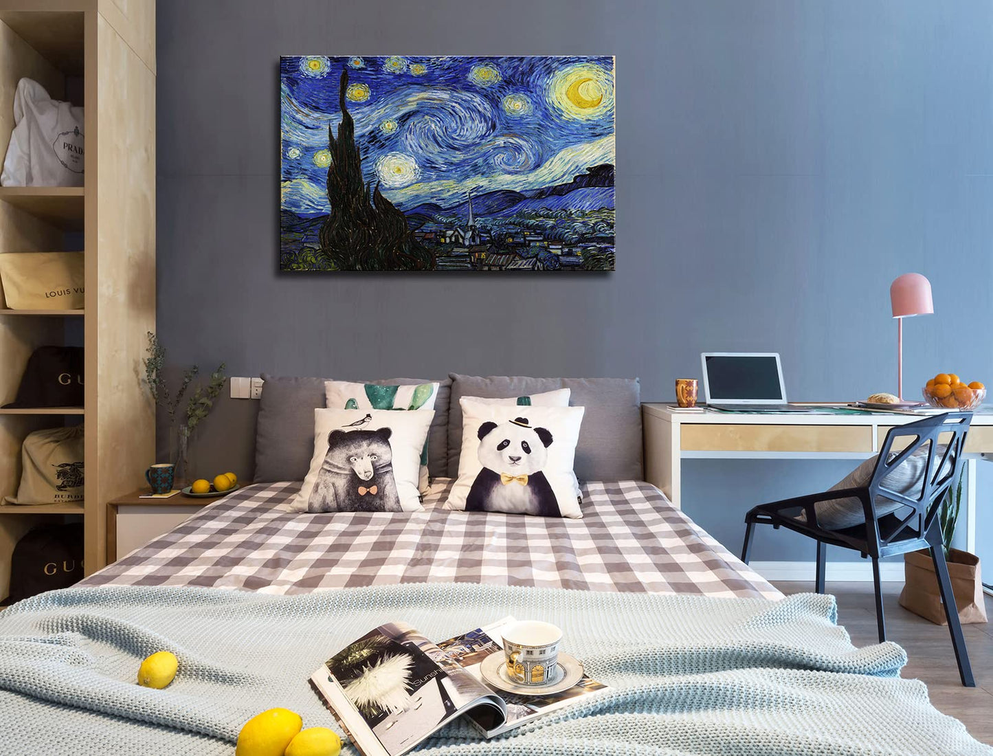 Vincent Van Gogh Canvas Wall Art Paintings, Famous Starry Night Picture Prints for Decor Classic Cafe Terrace At Night Artwork Reproduction Poster for Bedroom Living Room Office Decoration 12"x16"x3 Piece