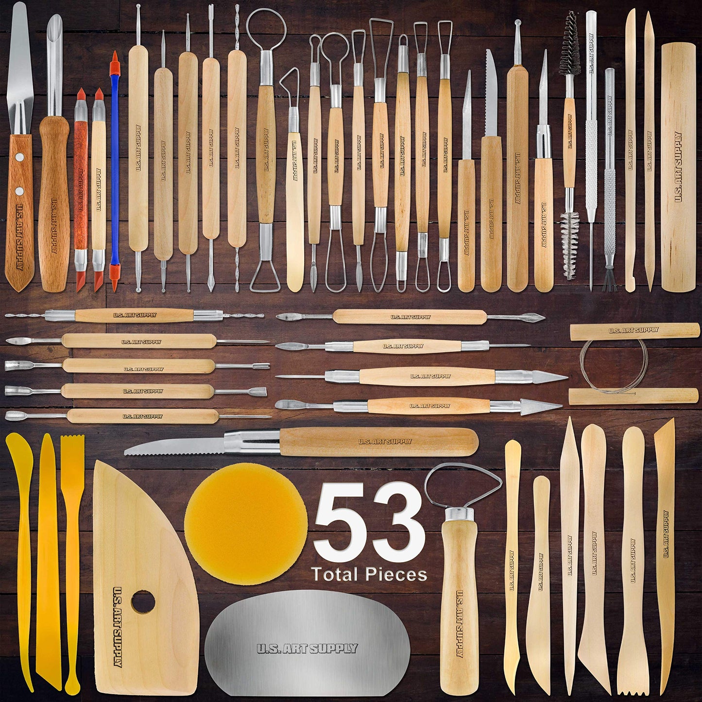 U.S. Art Supply 26-Piece Pottery & Clay Sculpting Tool Sets with Canvas Cases