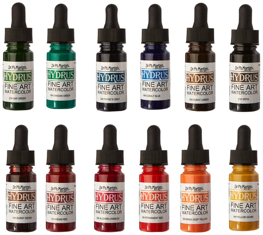 Dr. Ph. Martin's Hydrus Fine Art 2 Watercolor Set, 0.5 Ounce (Pack of 12), Multicolor