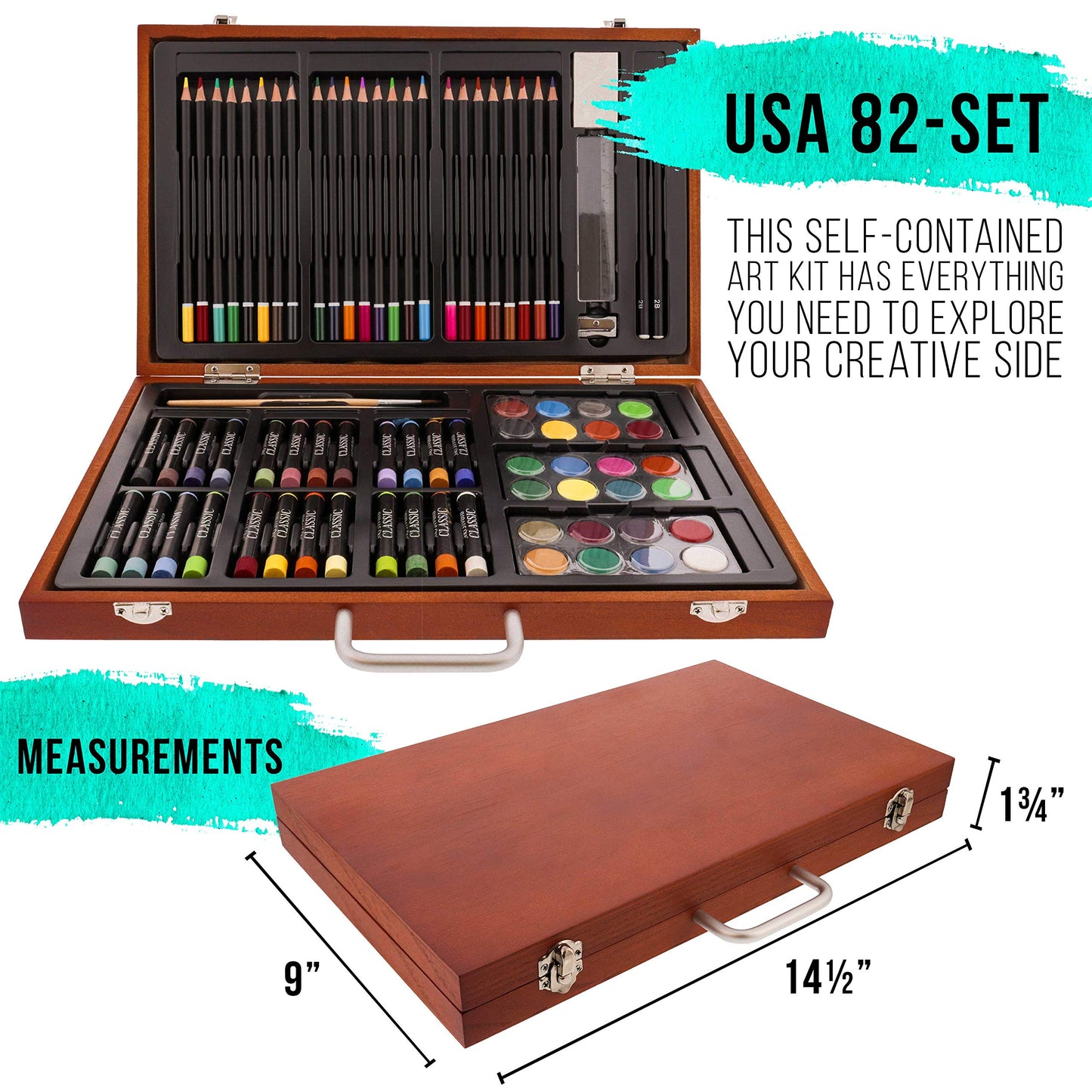 163-Piece Deluxe Art Supply Set with Paints, Pastels, Pencils, Easel, and Sketch Pads