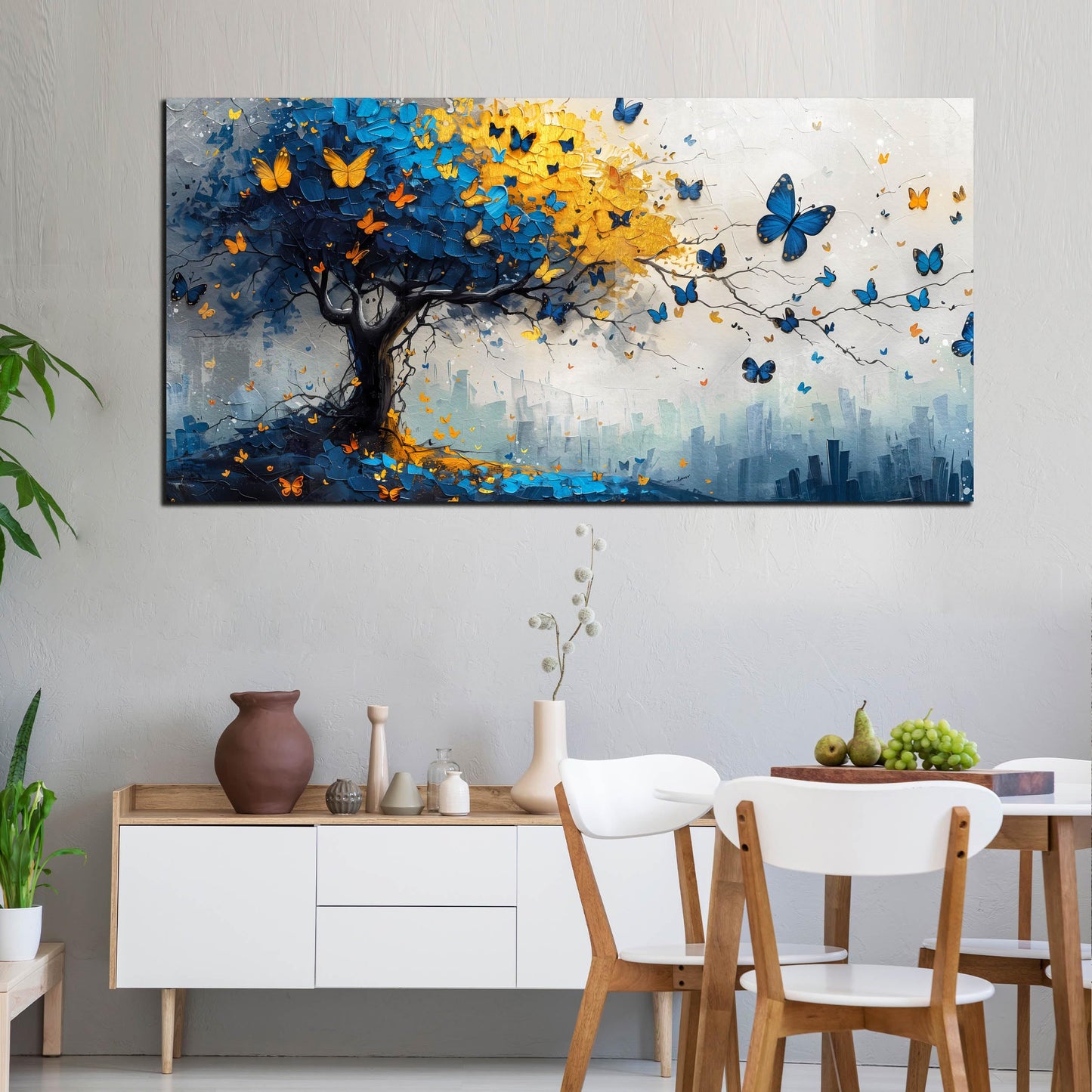 Large Canvas Wall Art for Living Room Gold and Yellow Tree Deer Forest Landscape Picture Framed Canvas Prints Modern Wall Art for Bedroom Office Size 20x40