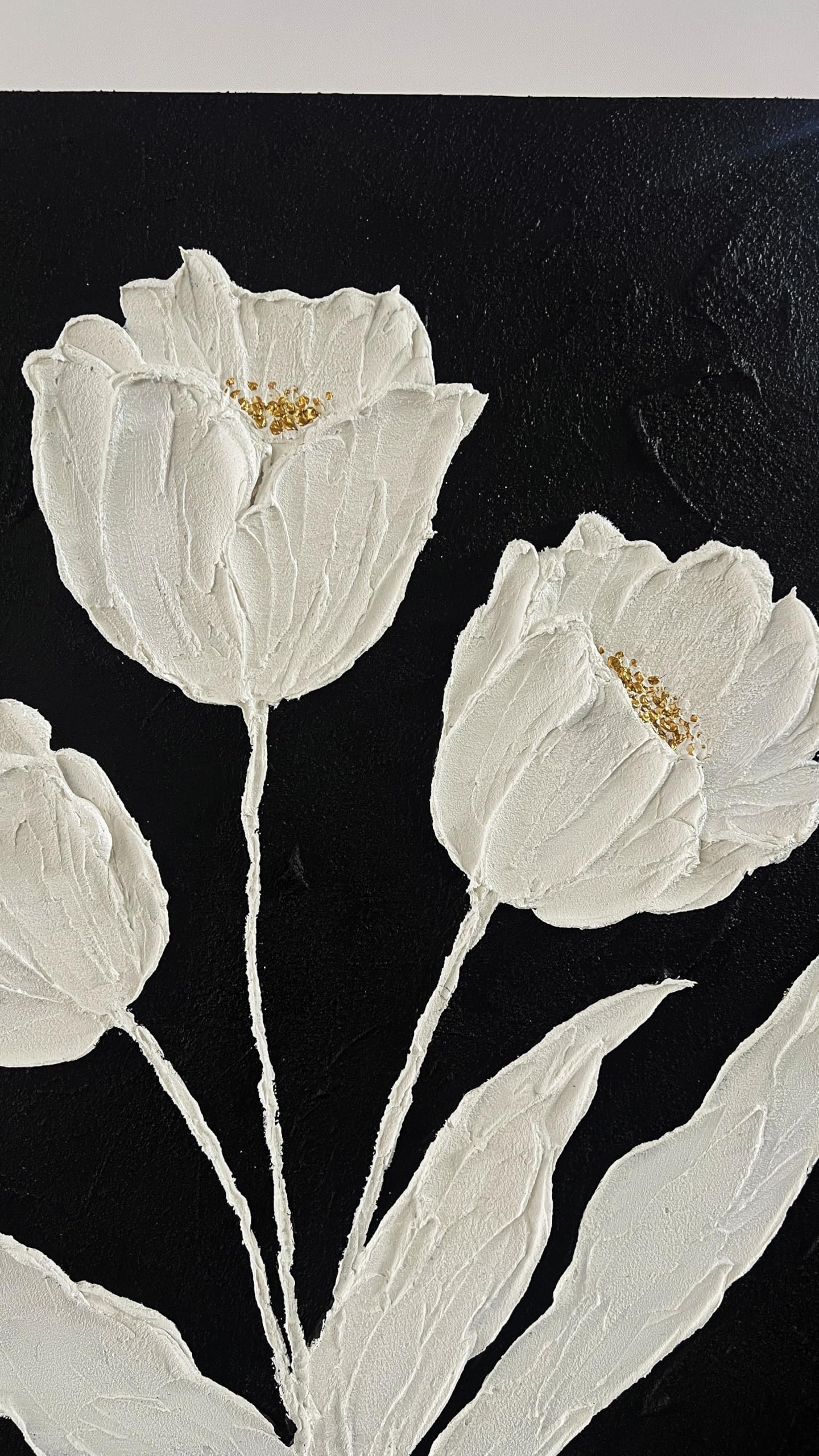 YaSheng Art - hand-painted Oil Painting On Canvas white Flowers Paintings Modern Home Interior Decor Wall Art for living room Abstract Art picture Ready to hang 24x24inch