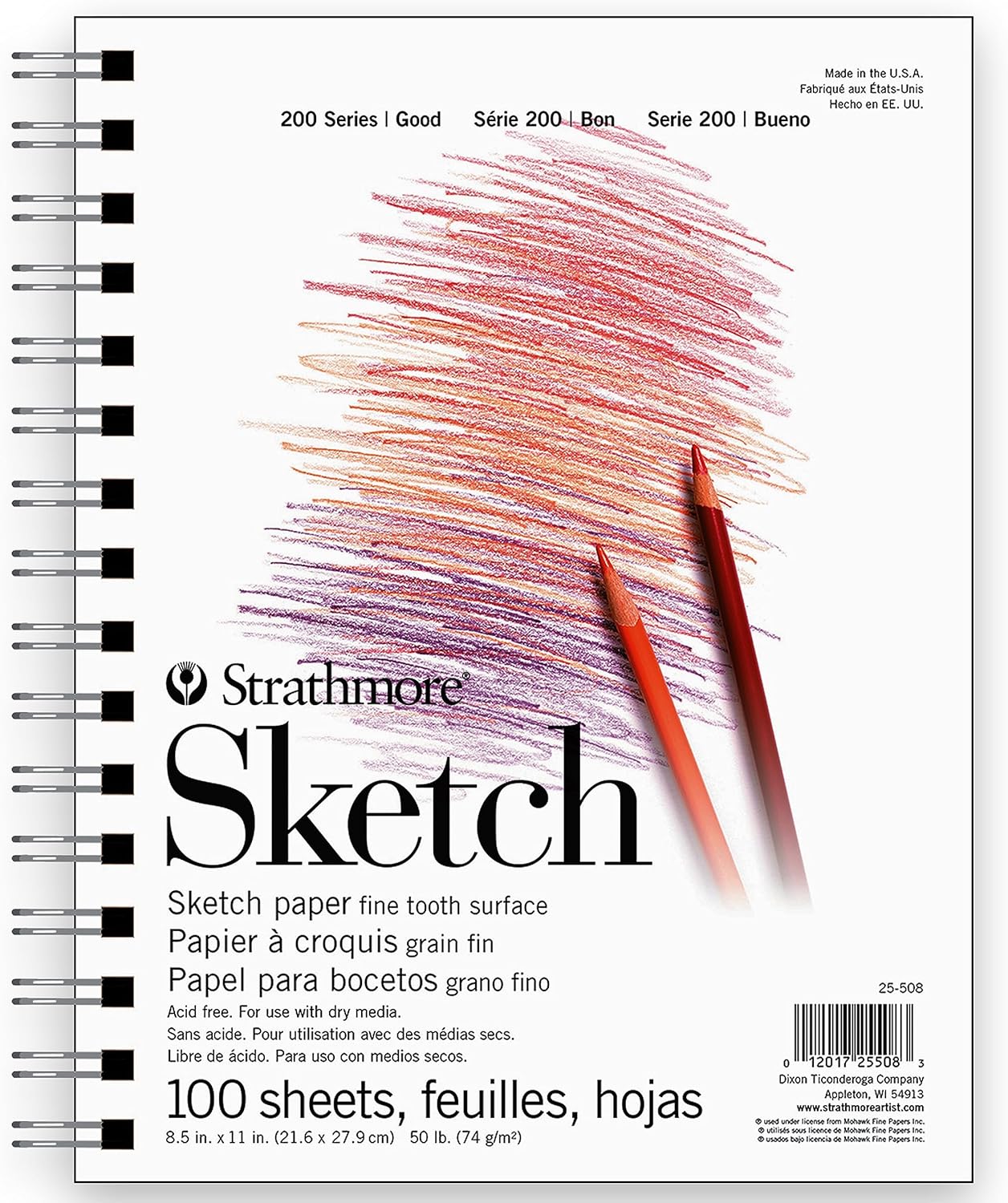 Strathmore 200 Series Sketch Pad, 8.5x11 inch, 100 Sheets, Side Wire - Artist Sketchbook for Drawing, Illustration, Art Class Students