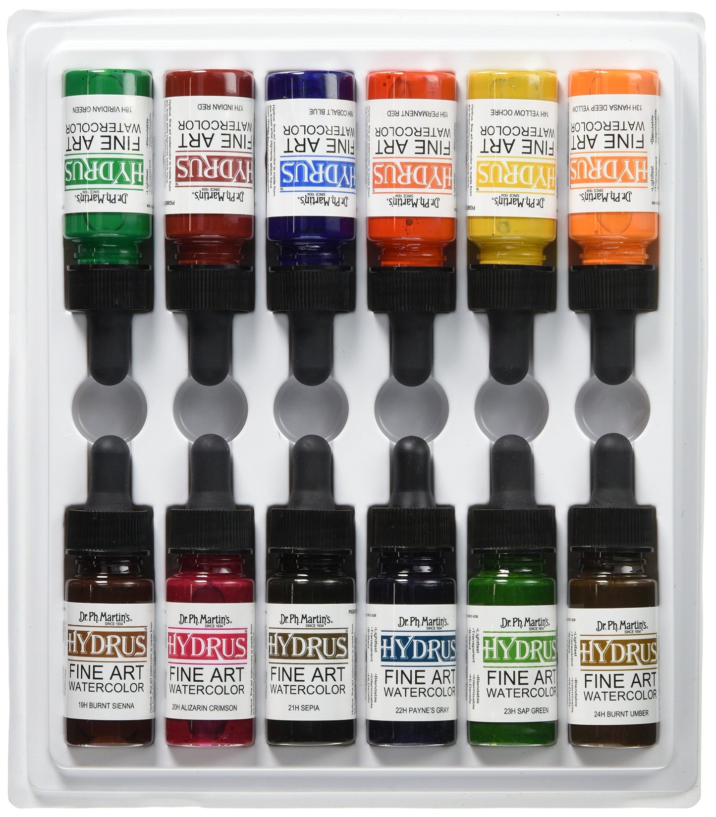 Dr. Ph. Martin's Hydrus Fine Art 2 Watercolor Set, 0.5 Ounce (Pack of 12), Multicolor