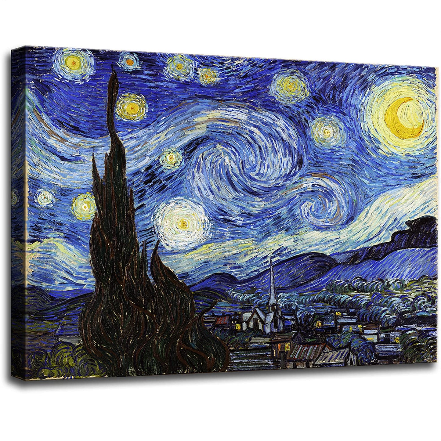 Vincent Van Gogh Canvas Wall Art Paintings, Famous Starry Night Picture Prints for Decor Classic Cafe Terrace At Night Artwork Reproduction Poster for Bedroom Living Room Office Decoration 12"x16"x3 Piece