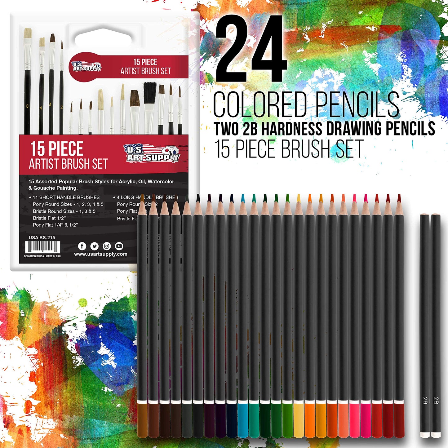 163-Piece Deluxe Art Supply Set with Paints, Pastels, Pencils, Easel, and Sketch Pads